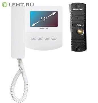 QM-433C_SET3 (белый)+Выз. панель (серебро): Монитор видеодомофона цветной