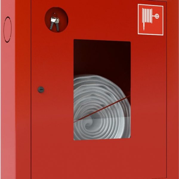 Ш-ПК-001ВОК (ПК-310 ВОК) лев.: Шкаф пожарный встроенный со стеклом красный