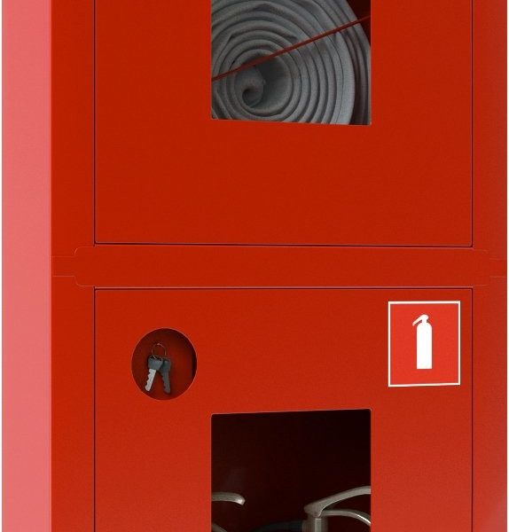 Ш-ПК О-003ВОК (ПК-320 ВОК): Шкаф пожарный встроенный со стеклом красный