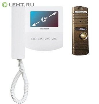 QM-433C_SET1 (белый)+Выз. панель (бронза): Монитор видеодомофона цветной