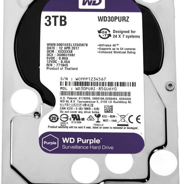 HDD 3000 GB (3 TB) SATA-III Purple (WD30PURZ): Жесткий диск (HDD) для видеонаблюдения