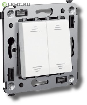 Выключатель двухклавишный в стену Avanti белое облако (4400104): Выключатель
