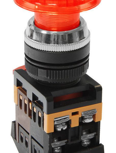 Кнопочный выключатель AELA-22 красный гриб с подсветкой 1з+1р 230В