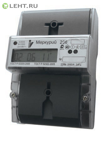 Счетчик электроэнергии Меркурий 206 PRNO_ 5(60)А 230В мн.т. кл.т.1