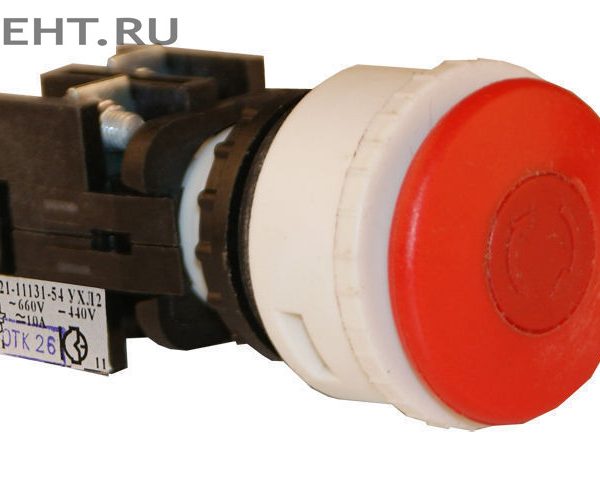 Выключатель кнопочный ВК-43-21 11131 1з+1р красн.гриб с фикс.