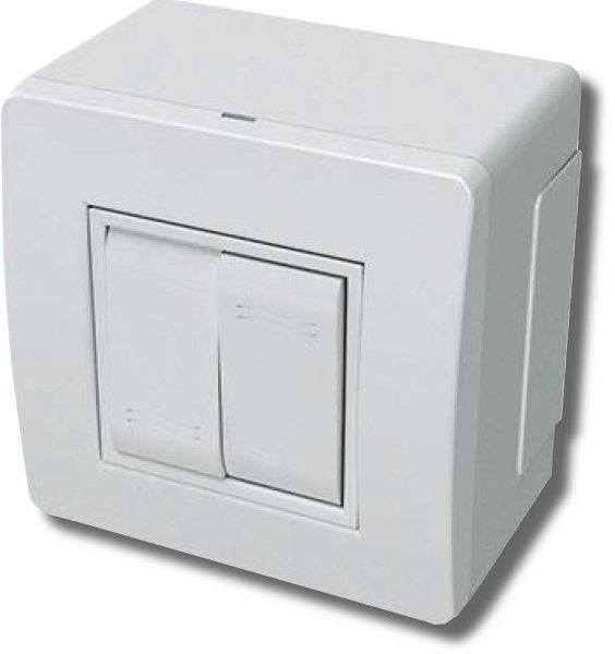 Коробка в сборе с 2-клавишным выключателем, белая (10001): Коробка в сборе