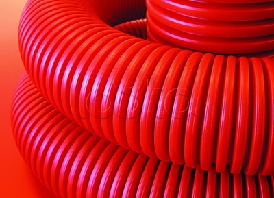 Труба гибкая двустенная для кабельной канализации д.75мм 75 м цвет красный DKC 120975